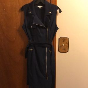 Calvin Klein size 6 navy blue sleeveless moto dress